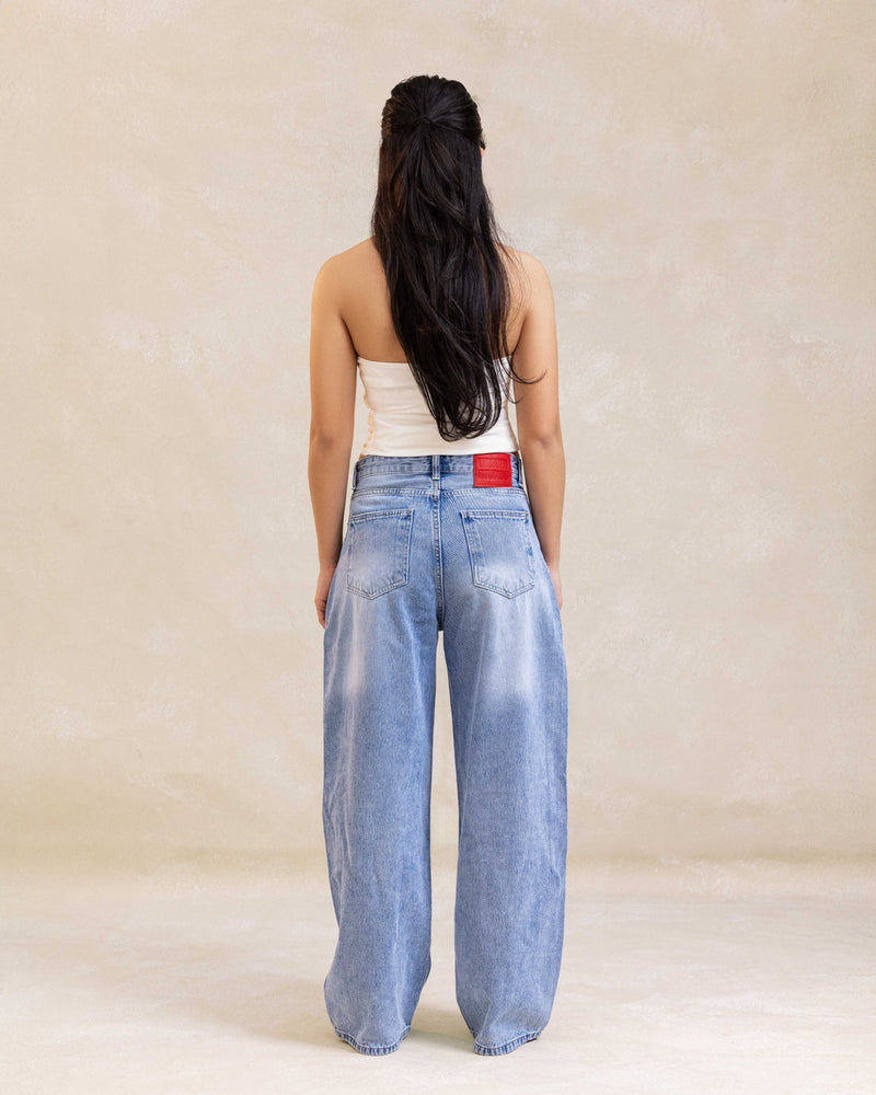 Washed Blue Baggy Pants