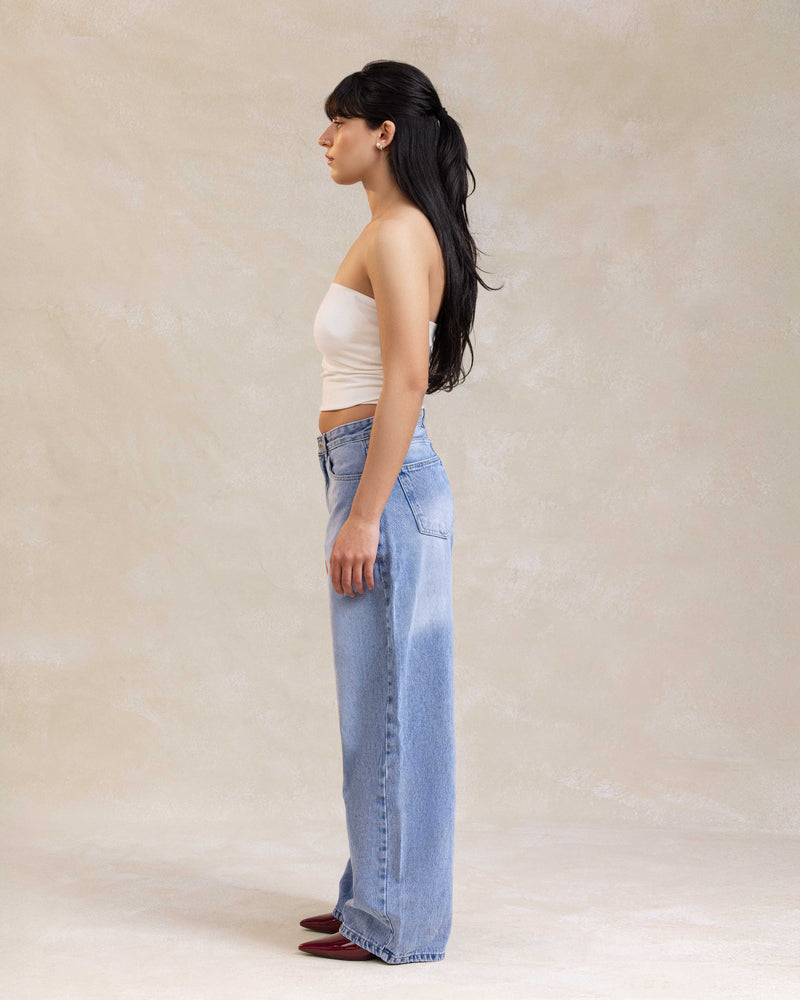 Washed Blue Baggy Pants