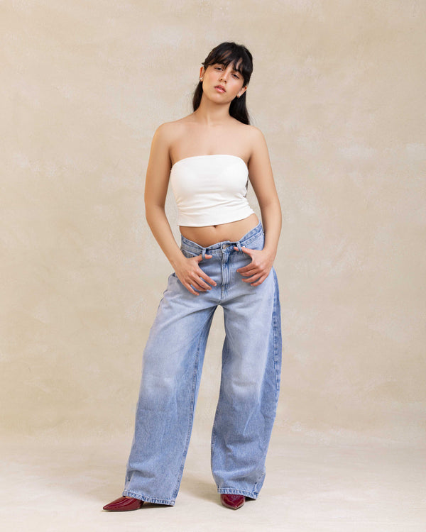 Washed Blue Baggy Pants
