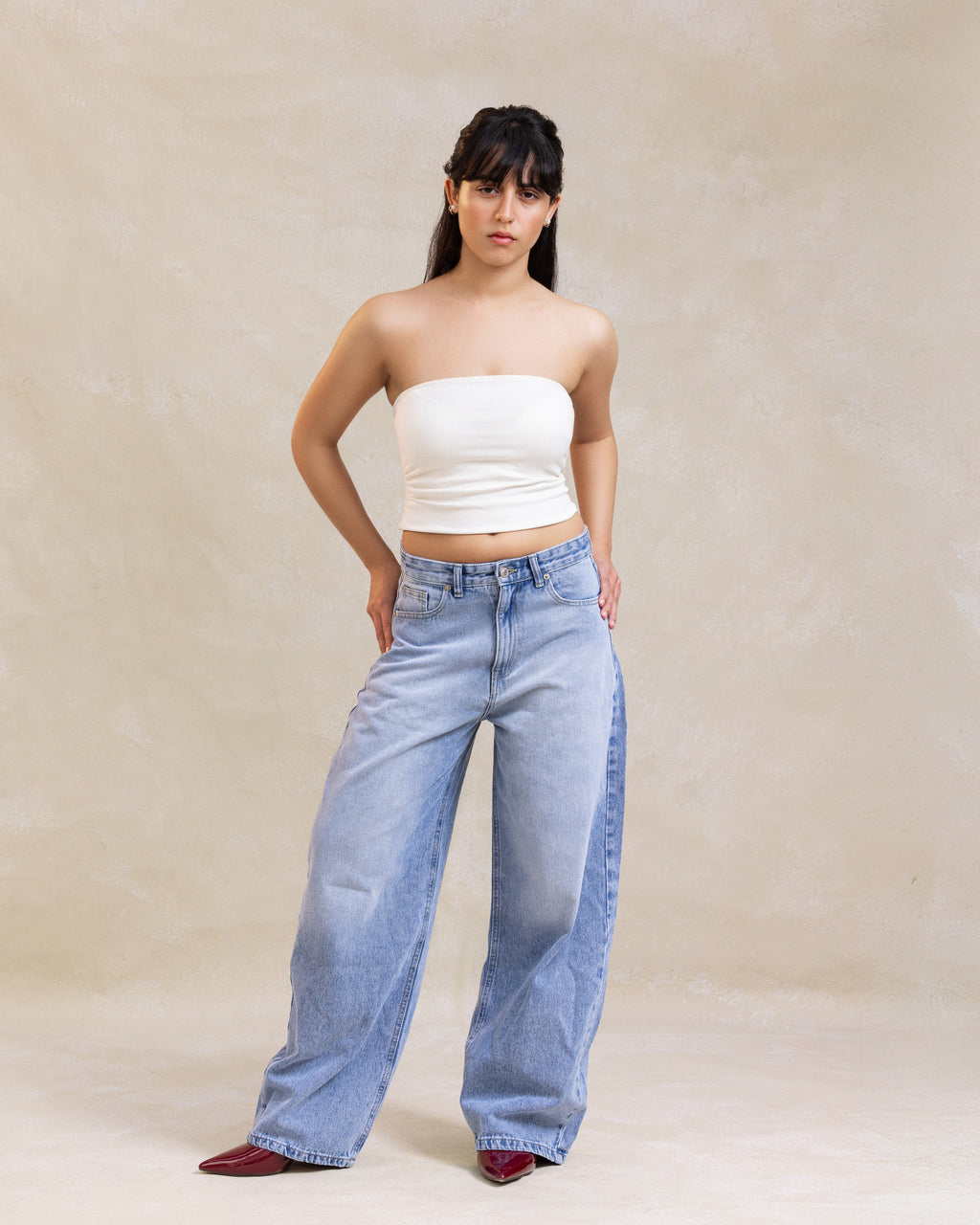 Washed Blue Baggy Pants