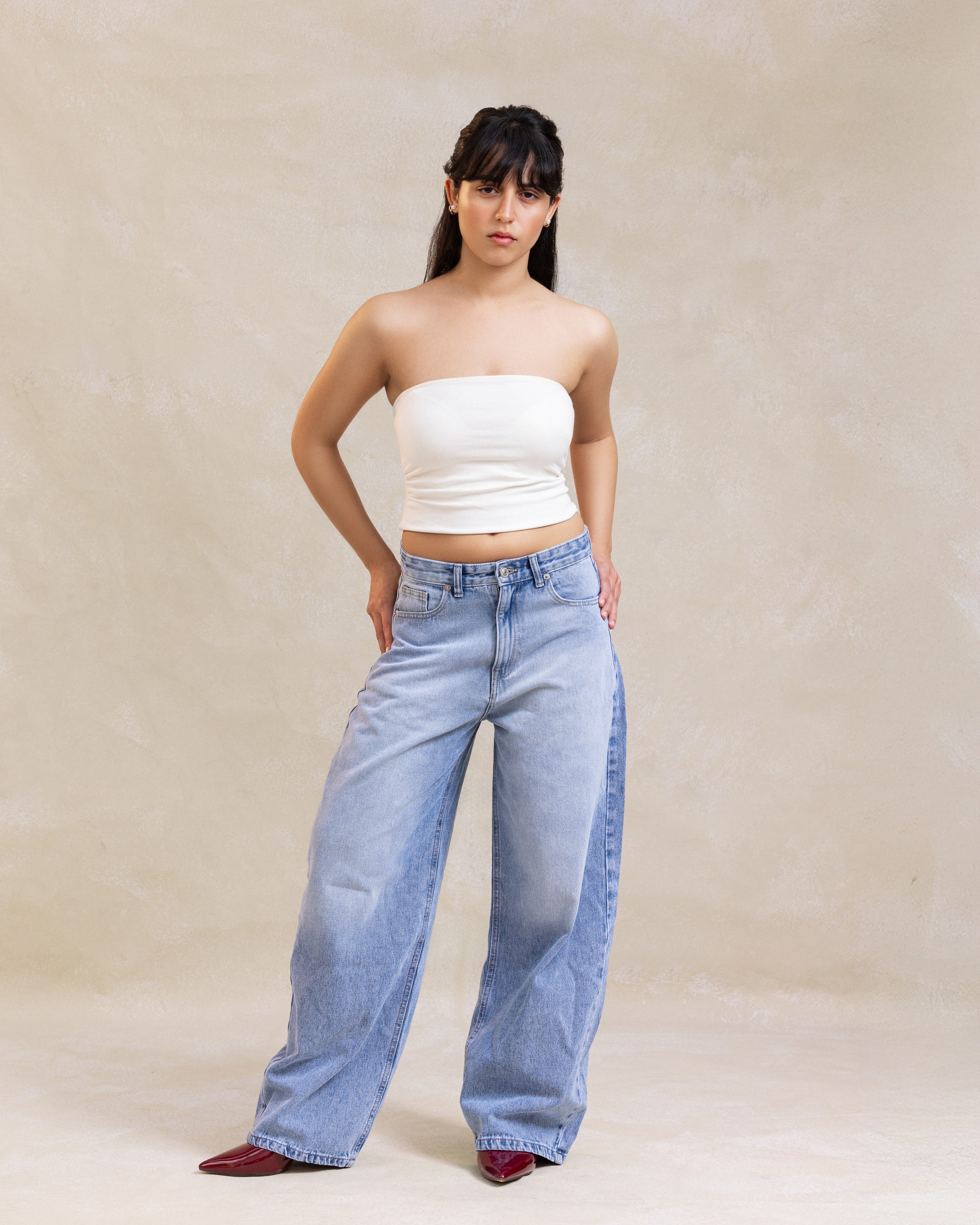 Washed Blue Baggy Pants