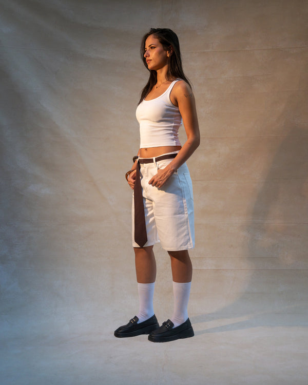 Women white jorts