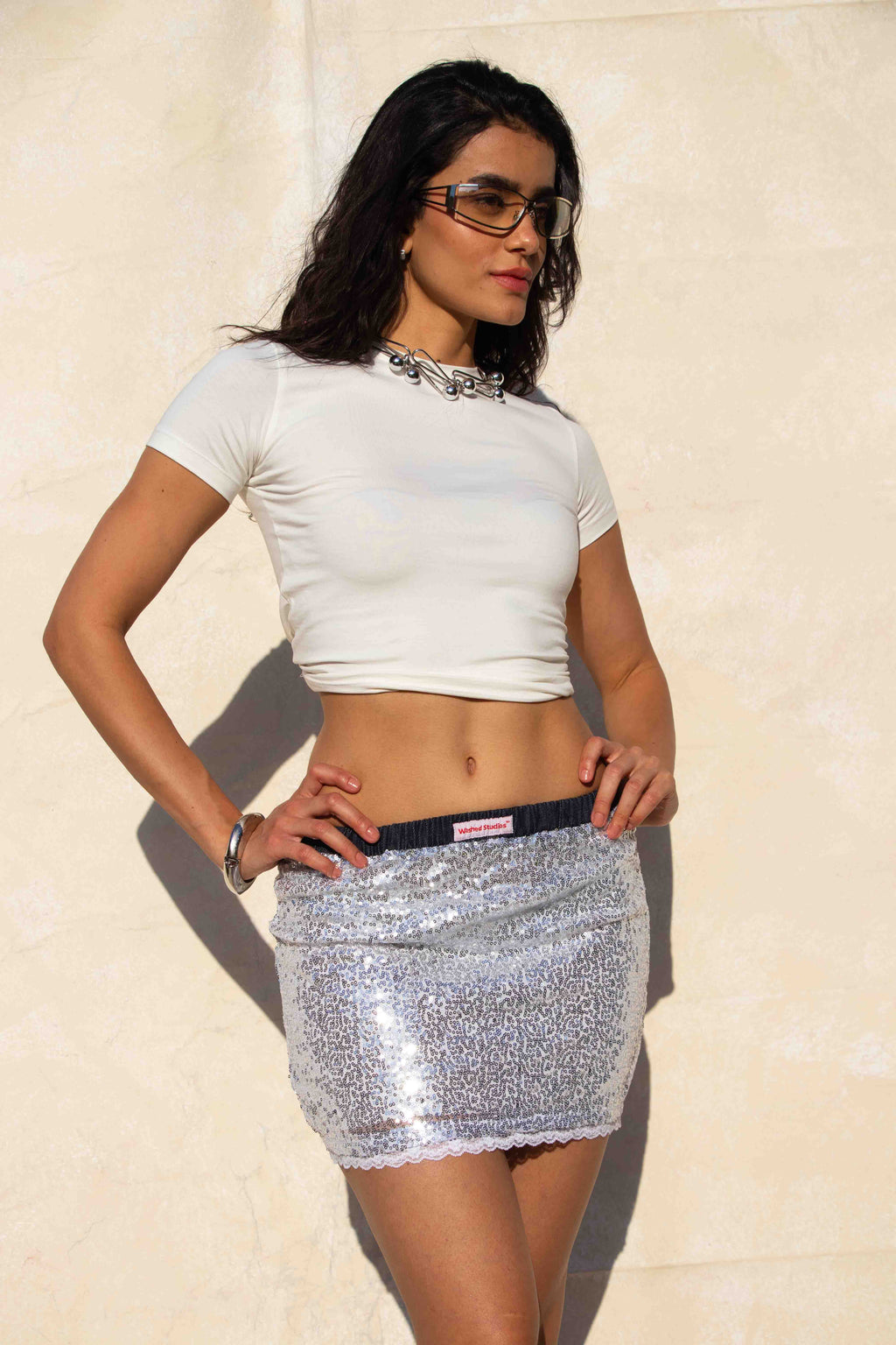 Silver Sequin Skirt